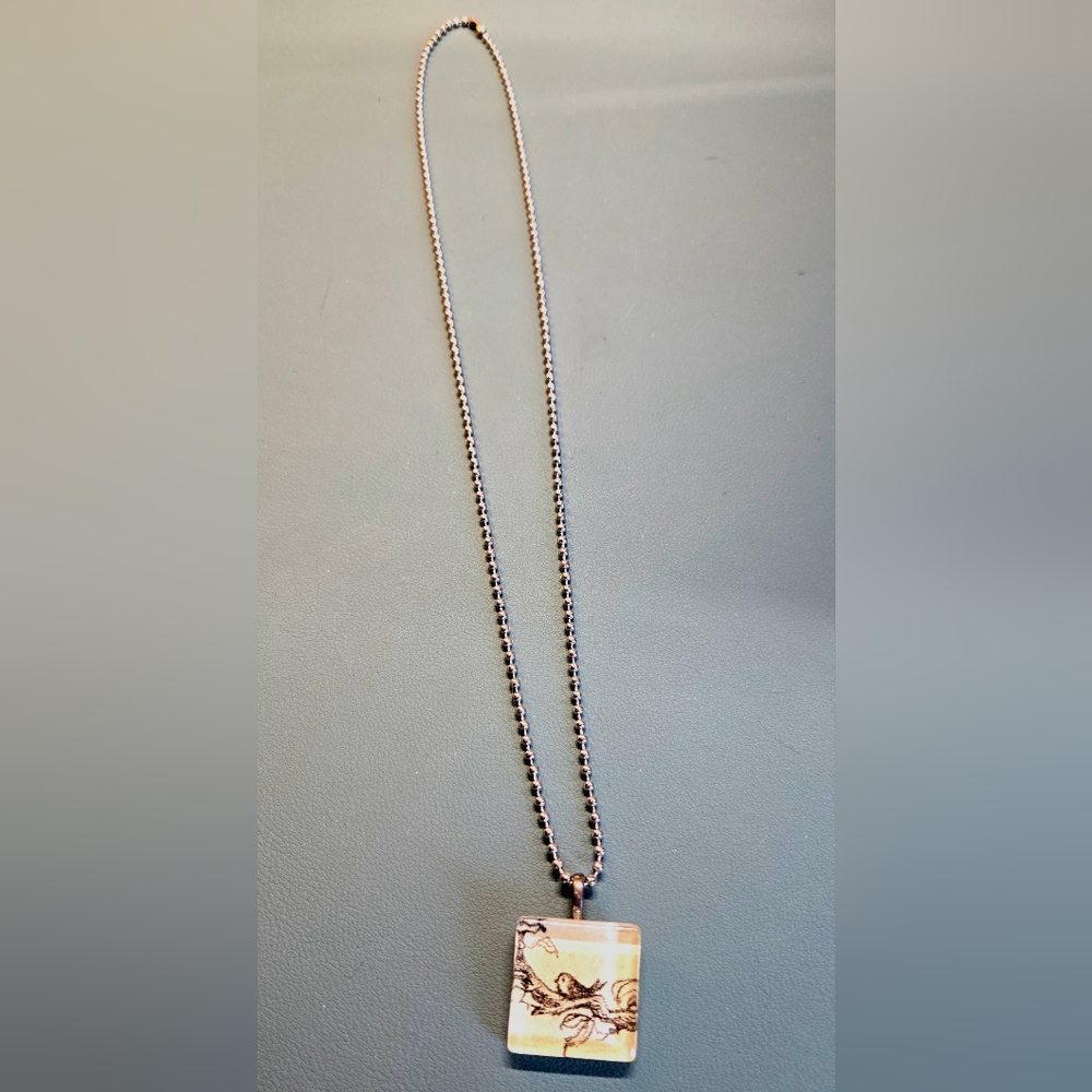 Bird Acrylic Pendant Necklace W/ Ball Chain, Like New - Picture 2 of 3